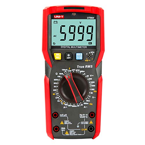 UNI-T Digital Multi Meter UT89X 6000 Counts True RMS Sine Wave Measurement Live Wire Test AC DC Voltage Current Ohm Capacitance Frequency Temperature Probe Diode Continuity Dual Range NCV hFE - size: UT89X