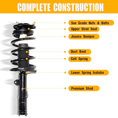 TRIL GEAR Front Struts Assembly w/Coil Spring 172116 172117 Set of 2 | Shock Absorbers Compatible with 2003-2008 Toyota Matrix & Pontiac Vibe