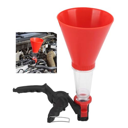 Engine Oil Funnel Kit, 3Pcs Universal Anti Static Engine Oil Funnel Tool, Spill Proof Labor Saving Automotive Funnels Set for Car, Easy to Use 1 Person Design (Red) - color: 1#