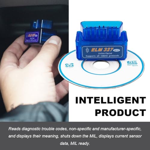 KVAEY OBDII Car Auto Diagnostic Scanner, ELM327 Automotive Bluetooth Scan Tool and Code Reader, Professional Car Bluetooth Engine Fault Code Reader, Universal Car Accessories (1 PCS) - color: Blue, size: 1 PCS