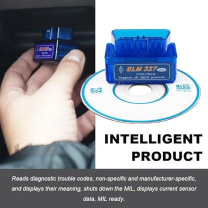 KVAEY OBDII Car Auto Diagnostic Scanner, ELM327 Automotive Bluetooth Scan Tool and Code Reader, Professional Car Bluetooth Engine Fault Code Reader, Universal Car Accessories (1 PCS) - color: Blue, size: 1 PCS