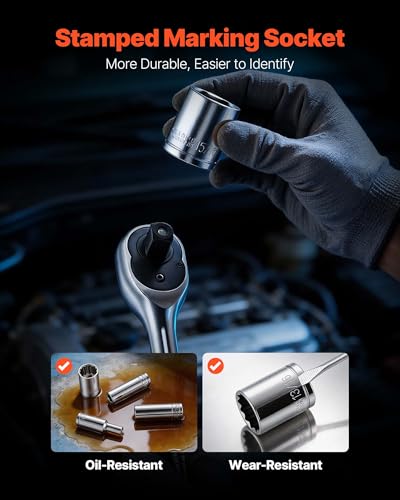 VEVOR 297 PCS Mechanic Tool Set with 4-Drawer Tool Box 1/4" 3/8" 1/2" Drive | SAE & Metric Socket Set, Car and Motorcycle Tool Kit with Combination Wrenches, Bits, Ratchets, Spark Plug Sockets - size: 1/4"&3/8"&1/2", style: 297 PCS