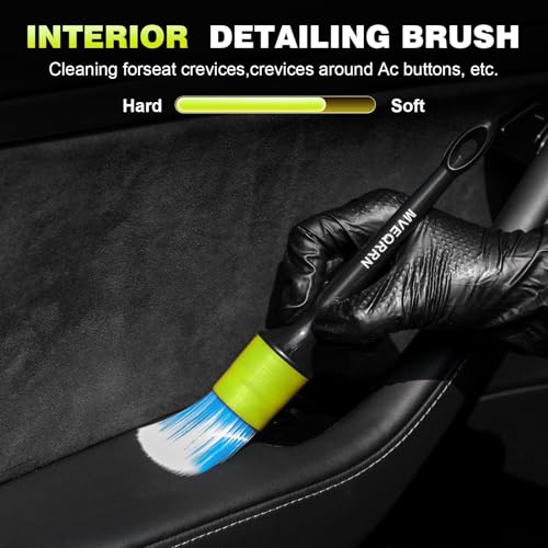 MVEQRRN 10PCS Car Detailing Brush Set,Boars Hair Detail Brush Kit(Green) | Ultra Soft No Scratch, Car Dust Brush,Car Detailing Brushes Kit, Detail Brushes Car Detailing for Interior Exterior - color: 10PCS detail brush set green
