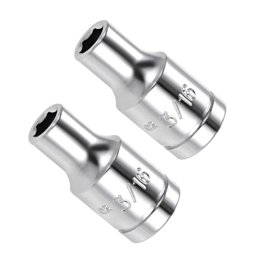 6-Point Socket, 1/4" Drive 3/16" Deep, Polished Chromed CR-V SAE Standard Shallow Impact Socket - (Applications: for Ratchet Torque Electric Wrenches Car Repair), 2-Pieces - size: 3/16"