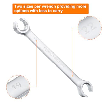 HARFINGTON Flare Nut Wrench 19mm x 22mm CR-V Nickel Plating Wrench for DIY Automotive Repairs and Household Maintenance - size: 19mm x 22mm