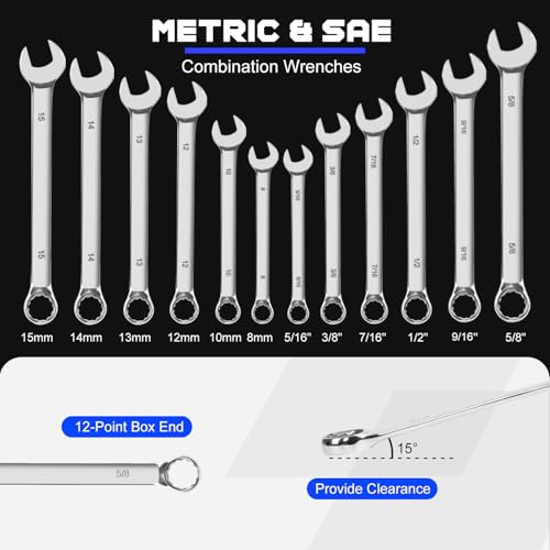 Prostormer 240-Pieces Mechanic Tool Set with Aluminium Tool Box | SAE and Metric Sizes, Chrome-Vanadium Steel, Universal Household and Auto Repair Tool Kit