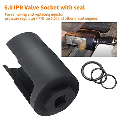 Mekar 6.0 IPR Valve Socket and Oil Rail Adapters Kits and 6.0 High Pressure Oil Pump IPR Valve Air Test Fitting Tool with Seal Kit Compatible with 6.0L Powerstroke Diesel Engine - size: 8PCS Set