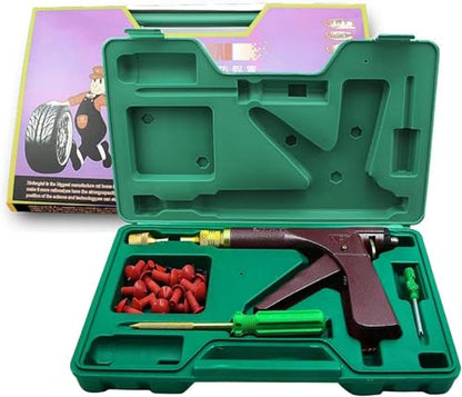 Tire Repair Kits, Tire Pluger Motorcycle Tubeless Vacuum Tire Plugger Repair Tool Kit with 32PCS Rubber Plugs Tire Plug Gun Kit with Mushroom Plug for Motorcycle Dirt Bike ATV Lawn Mower