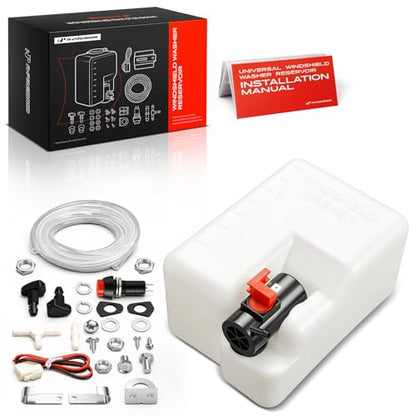 A-Premium Universal Windshield Washer Pump Fluid Reservoir Tank Bottle Kit with Jet Button Switch, 12V Washer Fluid Car Windshield Pump for ATV UTV