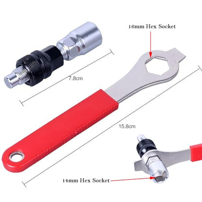 Bike Crank Puller Tool, Bicycle Crank with Bottom Bracket Removal Tool | Square Taper Crank Remover with 20-Tooth Bottom Bracket Removal Tool and 16mm Spanner for MTB, Road Bike