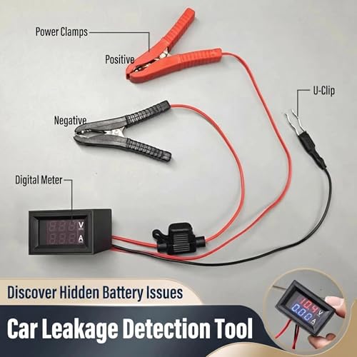 Automotive Parasitic Draw Tester, Car Battery Leakage Detector with Fuse Adapter, Safe No-Disconnect Current Leak Finder Diagnostic Tool for Vehicles, Trucks & SUVs