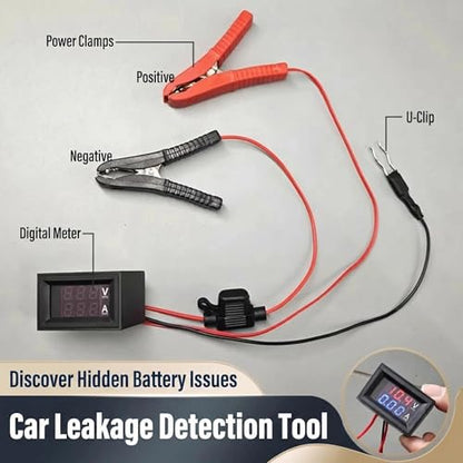Automotive Parasitic Draw Tester, Car Battery Leakage Detector with Fuse Adapter, Safe No-Disconnect Current Leak Finder Diagnostic Tool for Vehicles, Trucks & SUVs