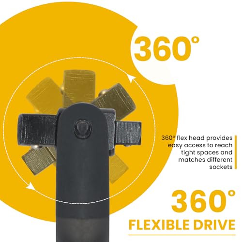 24" Breaker Bar 1/2" & 3/8" Dual Drive 360 Rotatable Head 600Nm Torque | 360 Rotatable Head 24" Breaker Bar 1/2" & 3/8" Dual Drive 600Nm Torque Chrome Vanadium Steel