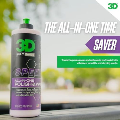 3D Speed All-In-One Polish & Wax – Scratch & Swirl Remover, Clear Coat Safe Paint Sealant – High Gloss Finish, Easy Application – 8oz – Made in USA - size: 8 Fl Oz (Pack of 1)