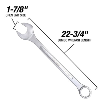 OEMTOOLS 22111 1-7/8 Inch Jumbo Combination Wrench, Chrome Plated, Raised Panel Design, Offset Angle, Continuous Curve Handle, Provides 15% to 20% More Torque - size: 1-7/8"