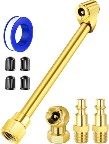 Dual Head Air Chuck Set, 1/4" NPT Quick Plug, Tire Inflator Accessory | Dual Head Air Chuck, Closed Ball Tire Chuck, 1/4" NPT Male Quick Plug, Fits Tire Inflators & Air Compressors - size: Normal