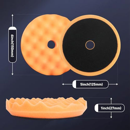 Autolock 5 Inch Buffing Polishing Pads, 7 Pcs 5'' Waffle Foam Buffing Pad | Wool Pad Kit for 5 in Backing Plate, Car Polisher Boat Compounding, Polishing and Waxing - size: 5Inch 7Pcs