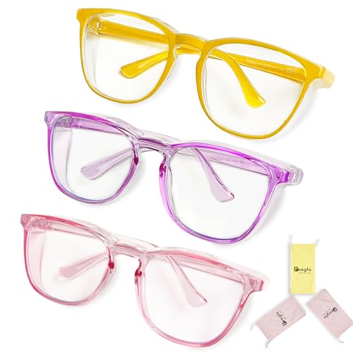 Feaglo Safety Glasses, Anti Fog Safety Goggles for Women Men, Blue Light Blocking Stylish Eye Protection Glasses Side Shield - color: Orange+purple+pink
