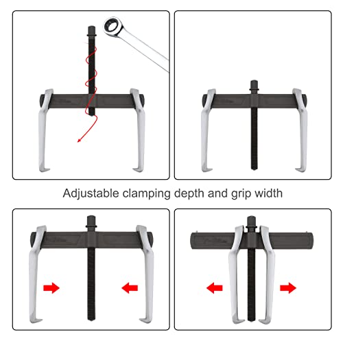 ChgImposs 8 Inch 2-Jaw Gear Puller, Adjustable Bearing Puller Gears, Reversible Removal Tool for External Internal Pulling, CR-V Two Claws Puller Tool for Removal of Pulleys Flywheels Bearings Gears