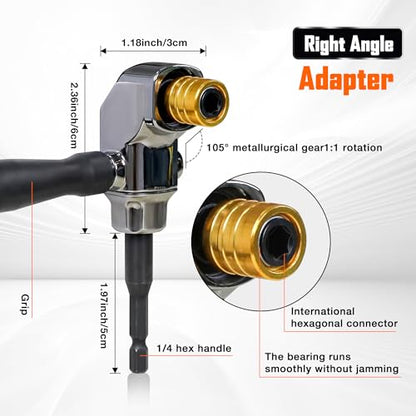 39-Piece Flexible Drill Bit Extension Set | 105° Right Angle Adapter, Metric Sockets, Magnetic Bit Holders, Storage Case
