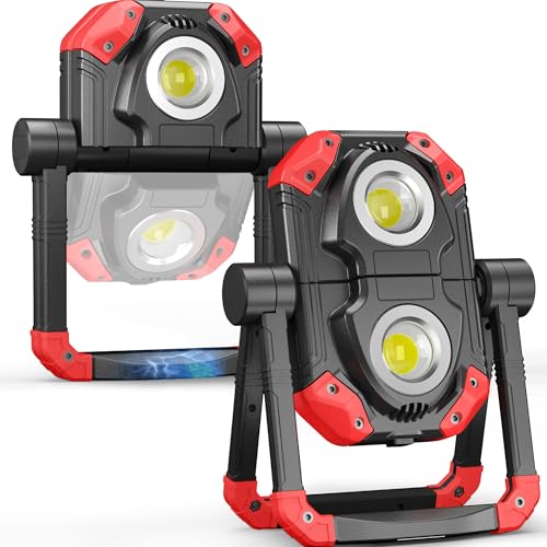 Adelante Rechargeable Work Lights 2 Pack, 2500LM, Magnetic Base, 360° Stand | 6500K, 5 modes, 4000mAh battery, up to 12 hr runtime, 4-hr USB-C charge, USB-A output, IPX4 water resistance for repairs