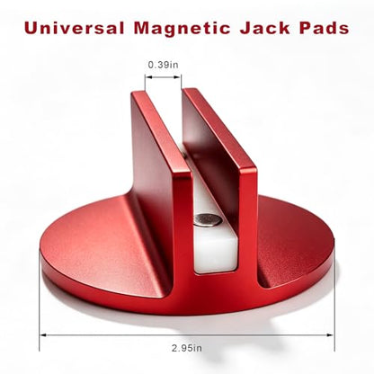 Universal Magnetic Jack Pad, 0.39" Width Slotted Jack Puck Pinch Weld Frame Rail Adapter Pad, Heavy Duty Aluminum Grooved Jacks Lift Pads Automotive Repair Accessories (Red) - color: Red