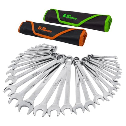 Der Erwachte Combination Wrench Set,SAE & Metric,30-Piece, 1/4'' to 1'' & 8-22mm,CR-V Steel,with Rolling Pouch - size: 30 Piece (Metric+Sae)