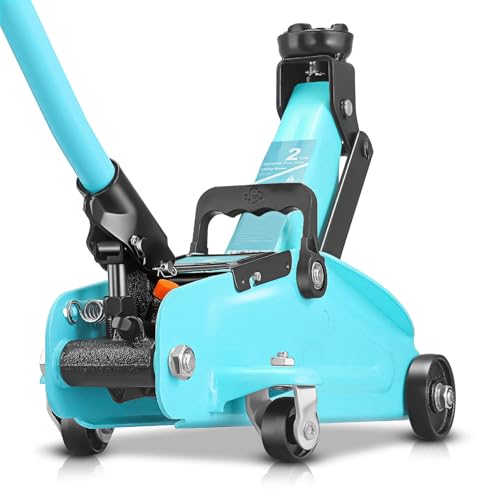 Auto Dynasty 2 Ton Floor Jack, Heavy Duty Steel Hydraulic Car Jack with Single Piston Quick Lift Pump, Hydraulic Racing Floor Jack, Lifting Range 5.1" to 13", Sky Blue - color: Sky Blue, size: 2 Ton