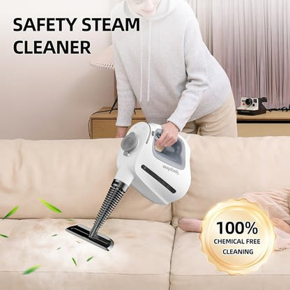 Spurgehom Handheld Multi-Surface Steam Cleaner with 11-Pc Accessories & Safety Lock – Dirty-Free, 550ML Large Capacity Steamer for Floors, Upholstery, Cars, and Home Use - color: White