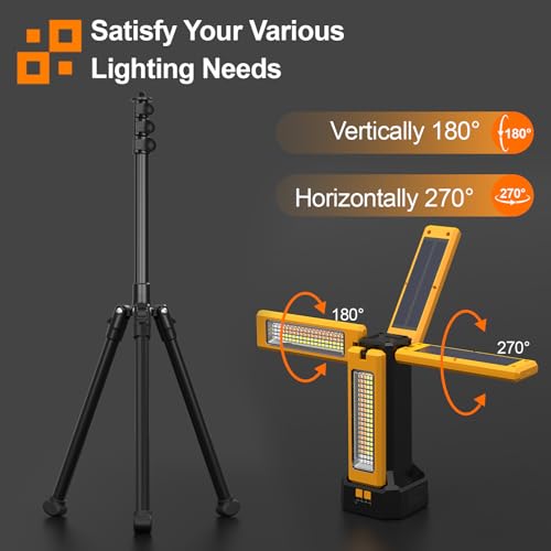 iodoo 13200mAh Rechargeable Solar Work Light, IPX4 Waterproof with Folding Stand Support and Portable Carrying Bag, 8000 Lumen Stepless Dimmable, 4 Lighting Modes, White/Warm/Warm White (Remote) - size: Orange(Remote)