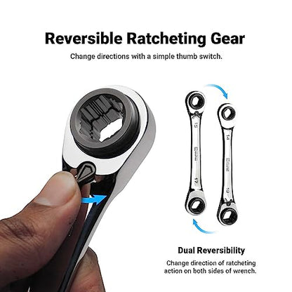 Capri Tools 4-in-1 120-Tooth Box End Reversible Ratcheting Wrench, 8, 10, 12, 13 mm, Metric - size: 8, 10, 12, 13 mm