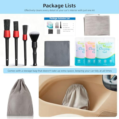 TICARVE 9Pcs Car Detailing Kit for Dash, Air Vents, Keyboard & Electronics | Car Interior Cleaning Kit, Dust Removal Cleaning Kit, Auto Deep Cleaning Detailing Tools, Hard-to-Reach Cleaning Kit