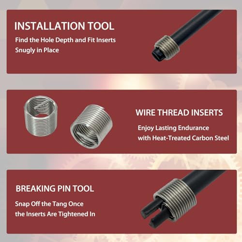 M6x1.0 Thread Repair Kit, Helicoil Thread Inserts Taps Kit with HSS Drill Bits Compatible Hand Tool Set for Damaged Thread ＆ Auto Repairing(Metric) - size: M6x1.0, style: Metric