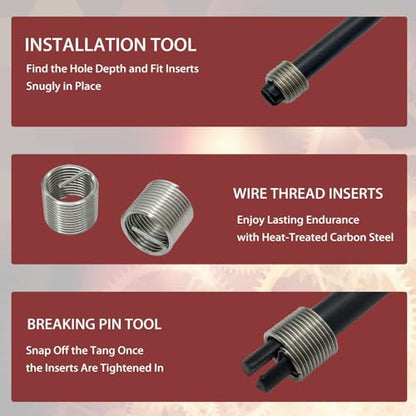 M10x1.5 Thread Repair Kit, Helicoil Thread Inserts Taps Kit with HSS Drill Bits Compatible Hand Tool Set for Damaged Thread ＆ Auto Repairing(Metric) - size: M10x1.5, style: Metric