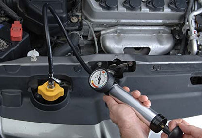 Mityvac MV4530 Automotive Cooling System Pressure Test Kit, Hand-Operated, Push-Button Valve, Self-Locking Quick-disconnects, Includes 4 Radiator/Coolant Bottle-Neck Adapters, Custom Molded Case