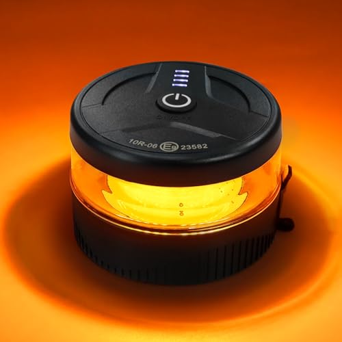 Magnetic Wireless Beacon Light, USB-C Rechargeable LED Strobe Lights for Truck, Mini Portable Flashing Emergency Safety Warning Light for Postal Car Plowing Tractor UTV Golf Cart IP67 Waterproof Amber - color: Amber