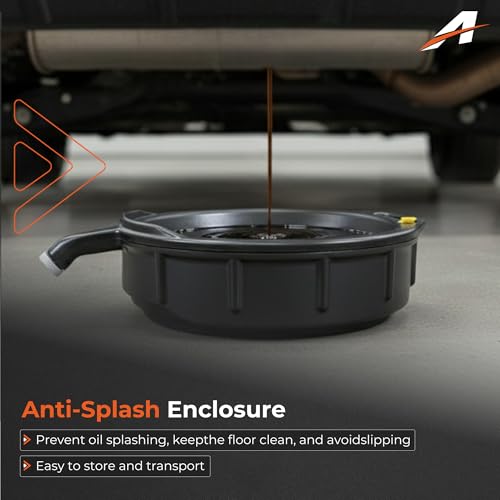 Oil Drain pan 15 Quart with Splash Guard and Handles, Oil Change Pan Universal Fit