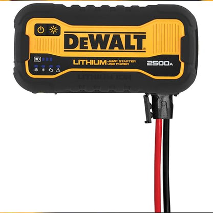 : DEWALT DXAELJ25 2500 Peak Amp Portable Lithium Jump Starter with USB-C (25W, 60W in/Out) and USB-A (15W) - size: 2500 Peak Amp