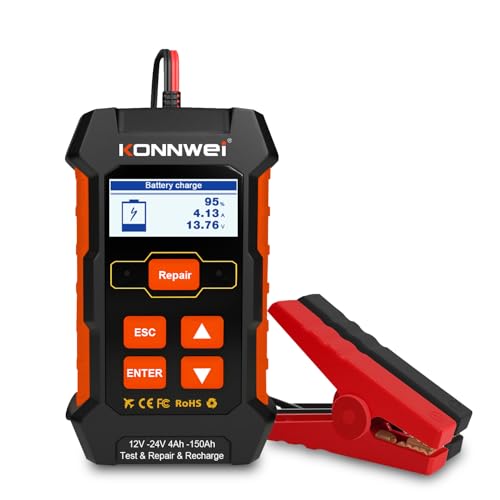 KONNWEI KW520 12V/24V Car Battery Tester, 100–2000 CCA Battery Load Analyzer, Automotive Battery Tester with Cranking, Charging, Alternator & Starter System Test, for Cars, Trucks, SUVs, Motorcycles