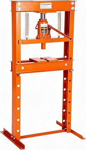 Heavy Duty Hydraulic H-Frame Shop Press – 20 Ton Manual Hydraulic Press, Adjustable Worktable, Press Plates – for Auto Repair, Garage, Metalworking, Industrial Use – 20T Orange - color: Orange