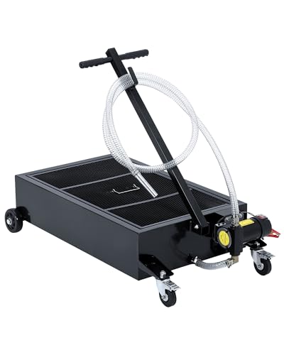 GarveeTech Low Profile Oil Drain Pan 12V | 20 Gal Metal Oil Change Pan Cart with 180W Electric Pump, 8 ft Hose & Folding Handle for Cars, SUVs, Trucks, Buses, RVs - size: 20GAL-12V-Black