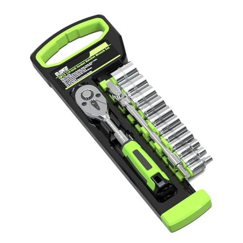 OTLOOMTBT 15PCS 1/4" Drive Socket Set, Metric Ratchet Wrench Kit | Quick Release Ratchet with 4-14mm Sockets, Extension Bar & Universal Joint for Auto Repair, DIY Projects and Home Maintenance - style: 1/4 Inch Drive 15PCS