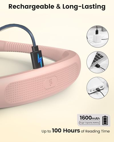 Glocusent Bendable Neck Light, 100Hrs Long Lasting Rechargeable Book Light, 5 Colors & Stepless Dimming Reading Light - Perfect Book Lights for Reading at Night, Knitting, Book Lovers Gifts - color: Pink