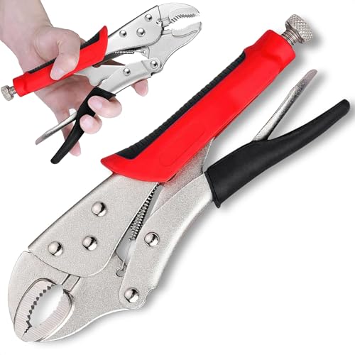 Locking Pliers 8 Inch Heavy Duty – Adjustable Vice Grips Pliers with Anti-Slip Rubberized Plastic Handles, Alloy Steel Curved Jaw & Strong Locking – for Plumbing, Welding, Automotive & Woodworking - color: Vise Grips