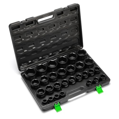 TecoTek 3/4" Drive Shallow 6-Point Impact Socket Set, 29-Piece Jumbo Assortment, CR-MO, SAE, 3/4 inch - 2-1/2 inch, Heavy Duty Storage Case - size: 29PC SAE (3/4" to 2-1/2")