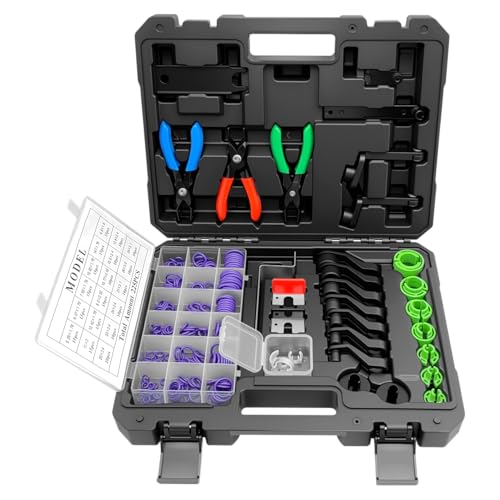 ZKTOOL 31PC Quick Disconnect Tool Set, with 225PCS A complete set of O-ring seals with various models, Fuel Line Disconnect Tool Kit for A/C Fuel Transmission Systems,Kit For Most Ford Chevy GM Models