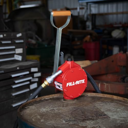 Fill-Rite FR152 Piston Hand Pump with Hose & Nozzle Spout, Red - style: Piston
