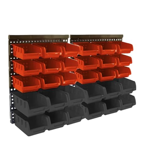 30 Pcs Wall Mounted Garage Storage Bins, Wall storage Parts Bins Rack, Nut and Bolt Garage Tool Organizer Bins for Nuts, Bolts, Screws, Shop, Accessories (Red+Black, SMALL(30PCS)) - color: Red+Black, size: SMALL(30PCS)