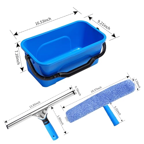 Window Washing Kit,Window Cleaning Squeegee Kit with Bucket | Professional window washing equipment,Squeegee for Window Cleaning,window squeegee for home Outdoor Car Commercial Use - size: 17.7"L x 10.04"W x 7.48"H