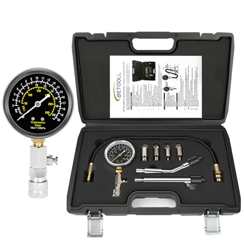 BETOOLL 8pcs Petrol Engine Cylinder Compression Tester Kit Automotive Tool Gauge